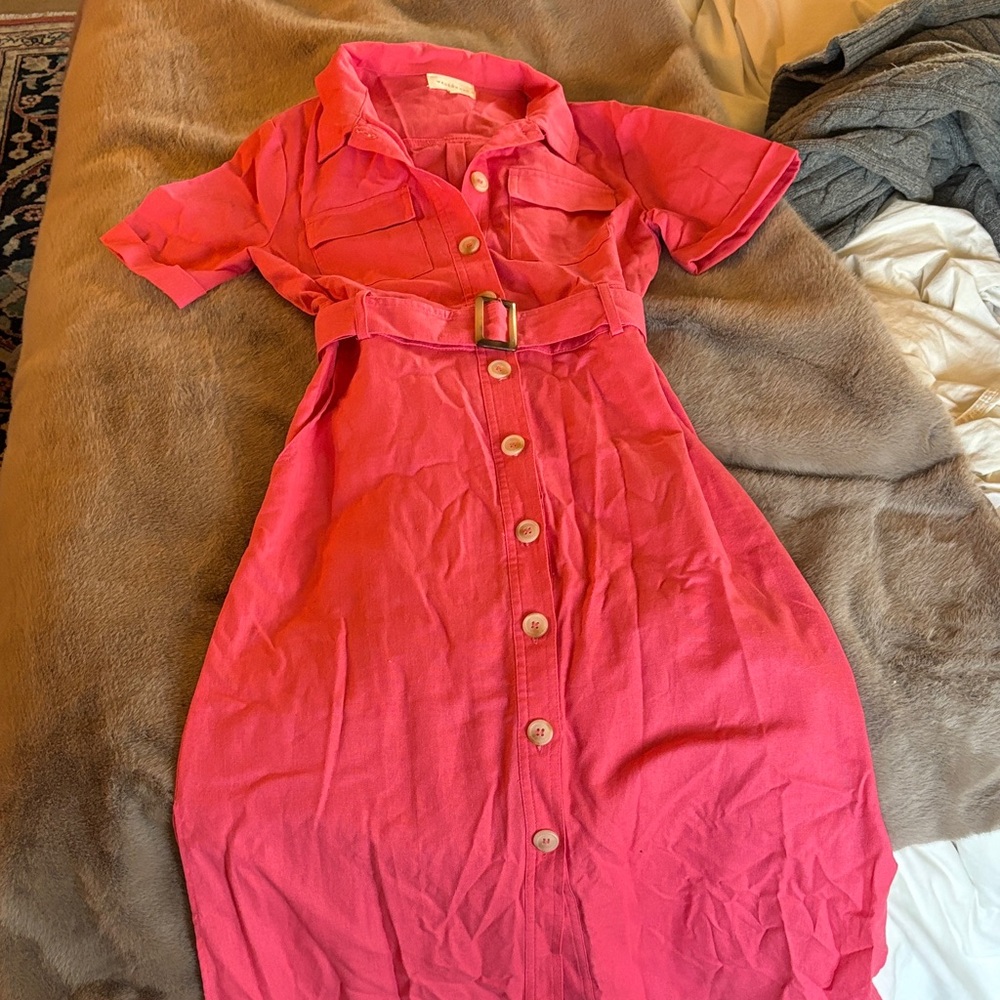 Elegant Pink Button-Down Dress